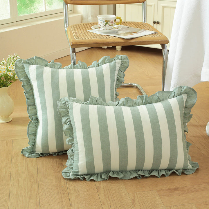 Decorative Ruffled Striped Pillow