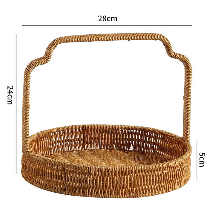 Handwoven Round Serving Basket with Ergonomic Handle Bowlift