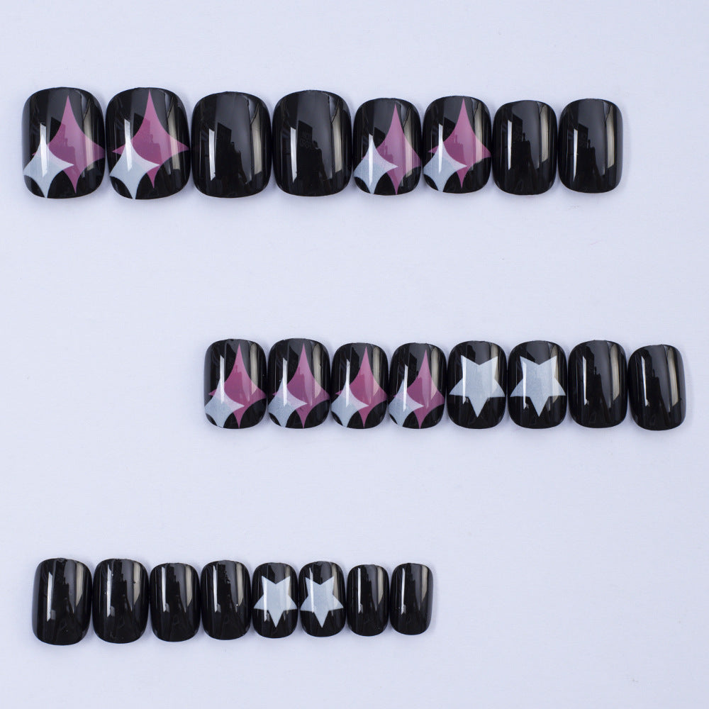Artificial Nail Set with Modern Star Patterns Bowlift