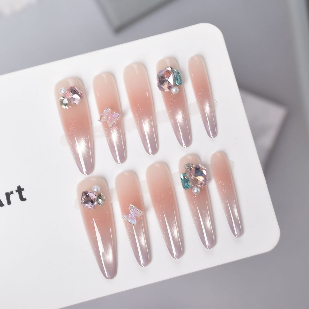 Premium Ombre Glitter Press-On Nail Set Bowlift
