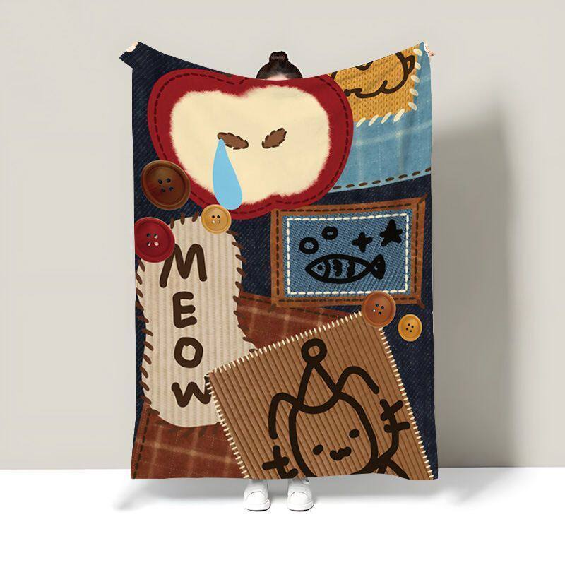 Cozy Cat-Themed Fleece Throw Blanket