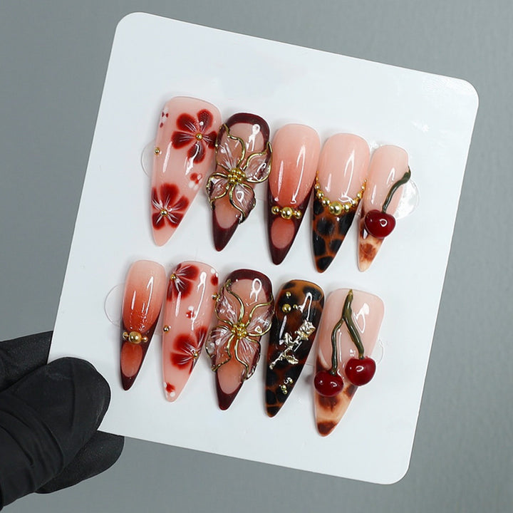 Artistic Decorative Press-On Nail Set Bowlift