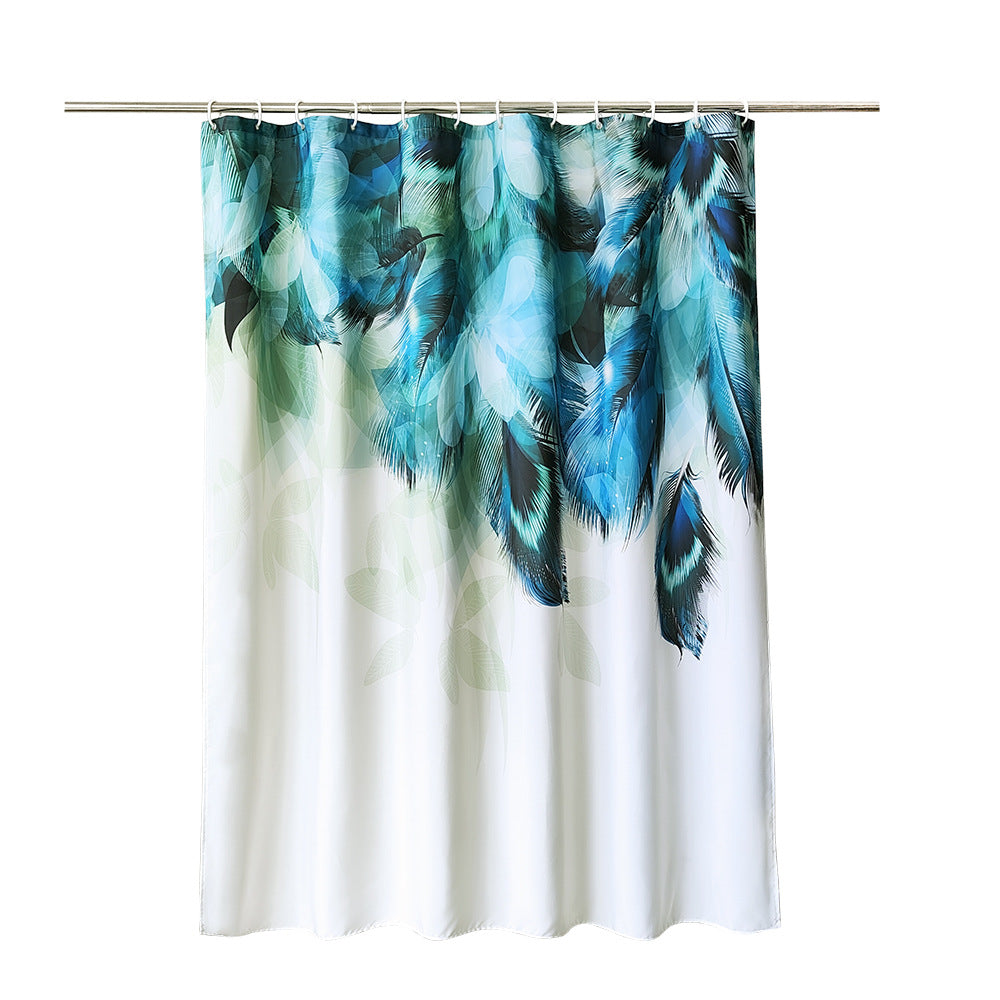 Artistic Feather Print Shower Curtain Bowlift
