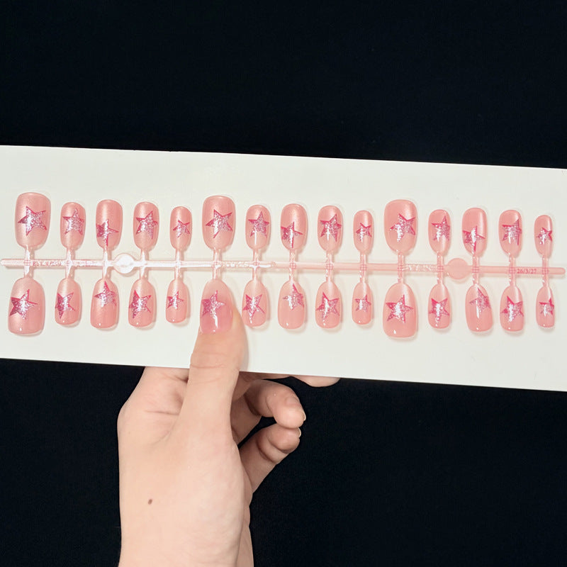 Artistic Star-Embellished Press-On Nails Bowlift