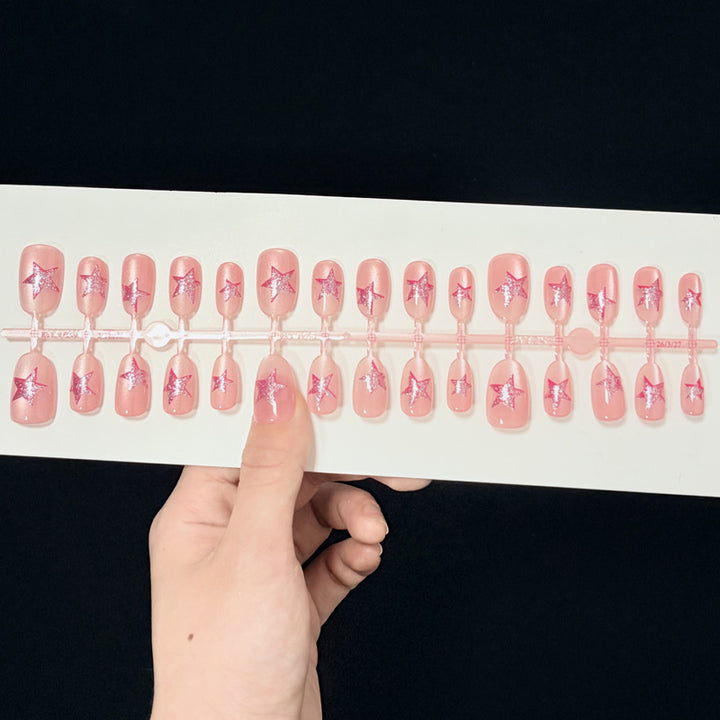 Artistic Star-Embellished Press-On Nails Bowlift