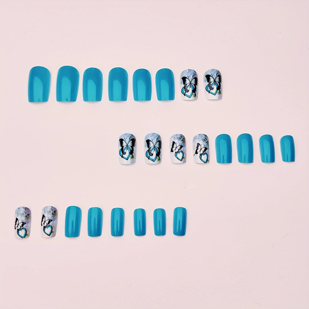 Artificial artificial nails with detailed butterfly design Bowlift