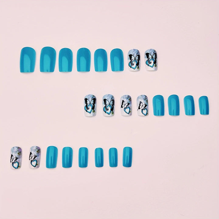 Artificial artificial nails with detailed butterfly design Bowlift
