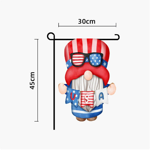 Unisex nan patriotic outdoor decorative gnome garden flag with pole sleeve Bowlift