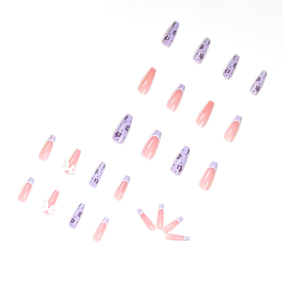 Artful Nail Extensions in Floral Design Bowlift