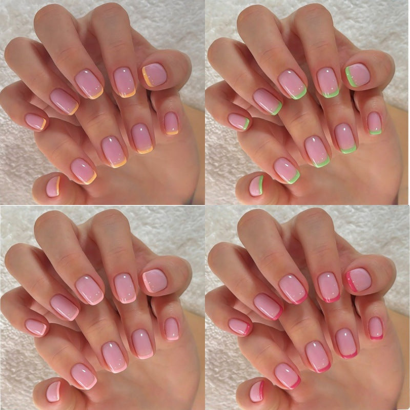 Chic French Tip Acrylic Press-On Nails Bowlift