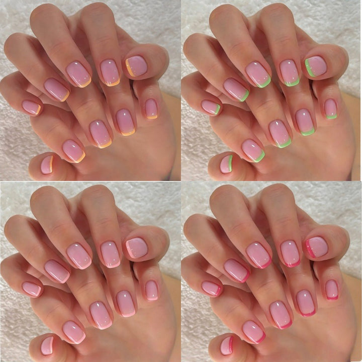 Chic French Tip Acrylic Press-On Nails Bowlift