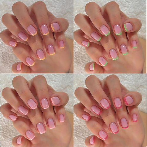 Chic French Tip Acrylic Press-On Nails Bowlift