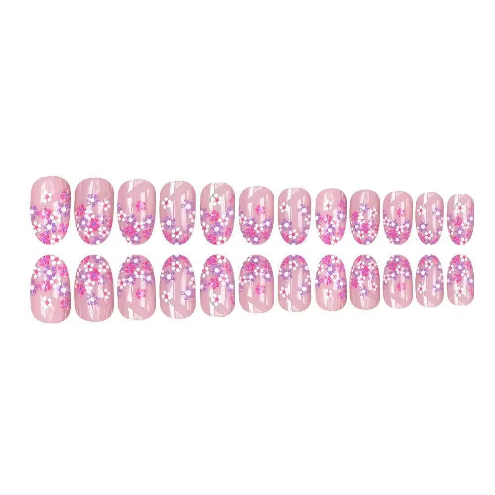 Nail set with floral design and sparkling accents Bowlift
