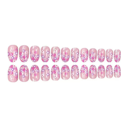 Nail set with floral design and sparkling accents Bowlift