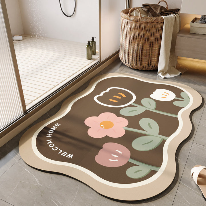 Decorative Floral Bath Mat Bowlift