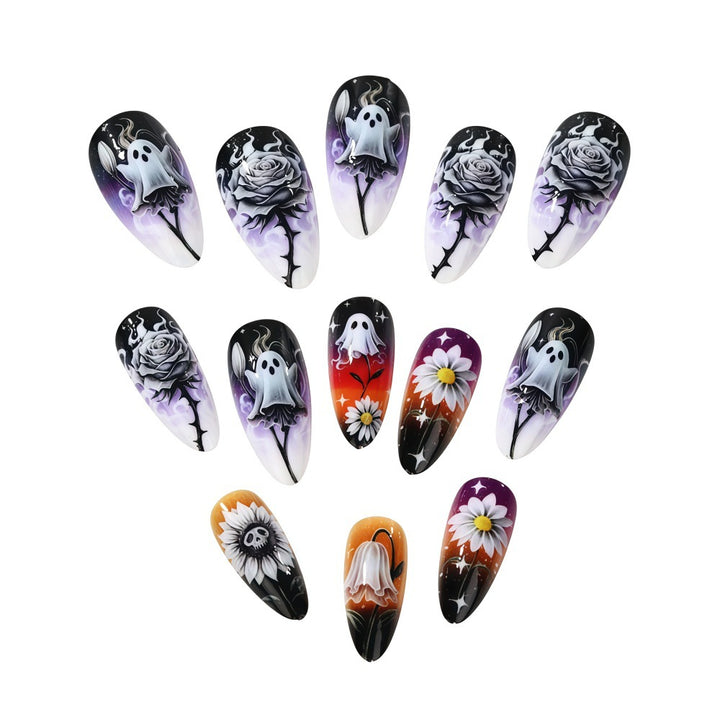 Creative artificial nails in spooky Halloween design Bowlift