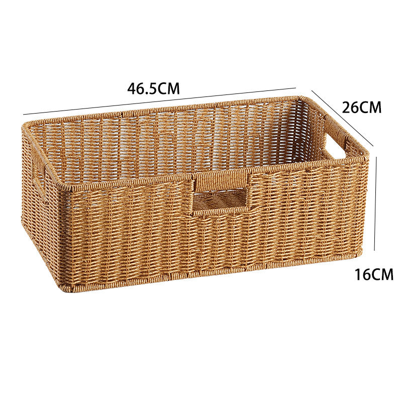 Handwoven Storage Basket with Cutout Handles Bowlift