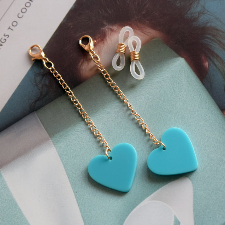 Heart-Shaped Dangle Earrings with Gold Chain Bowlift