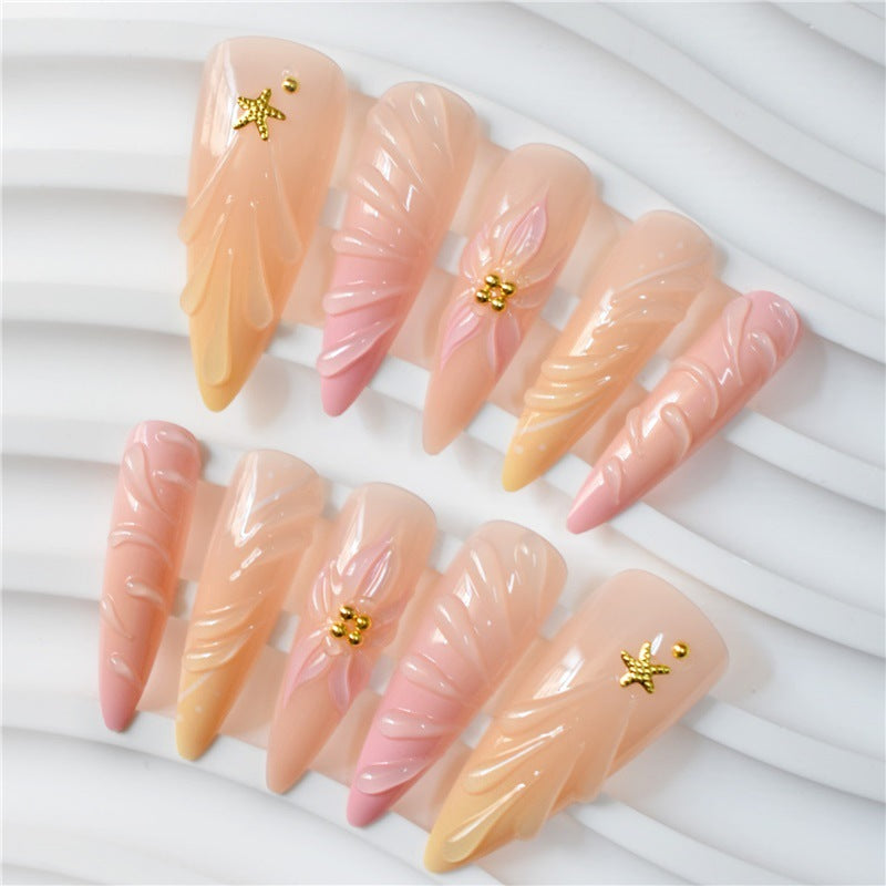 Floral 3D Decorative Press-On Nail Art Bowlift