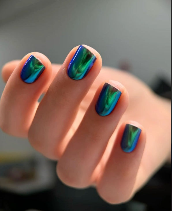Iridescent Marble Effect Press-On Nails Bowlift