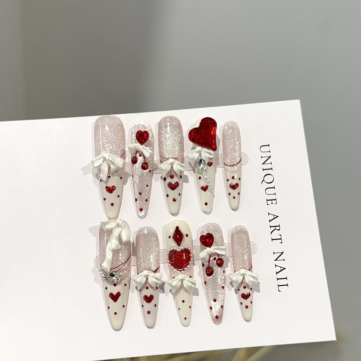 Heart-Themed Articulated Press-On Nail Set