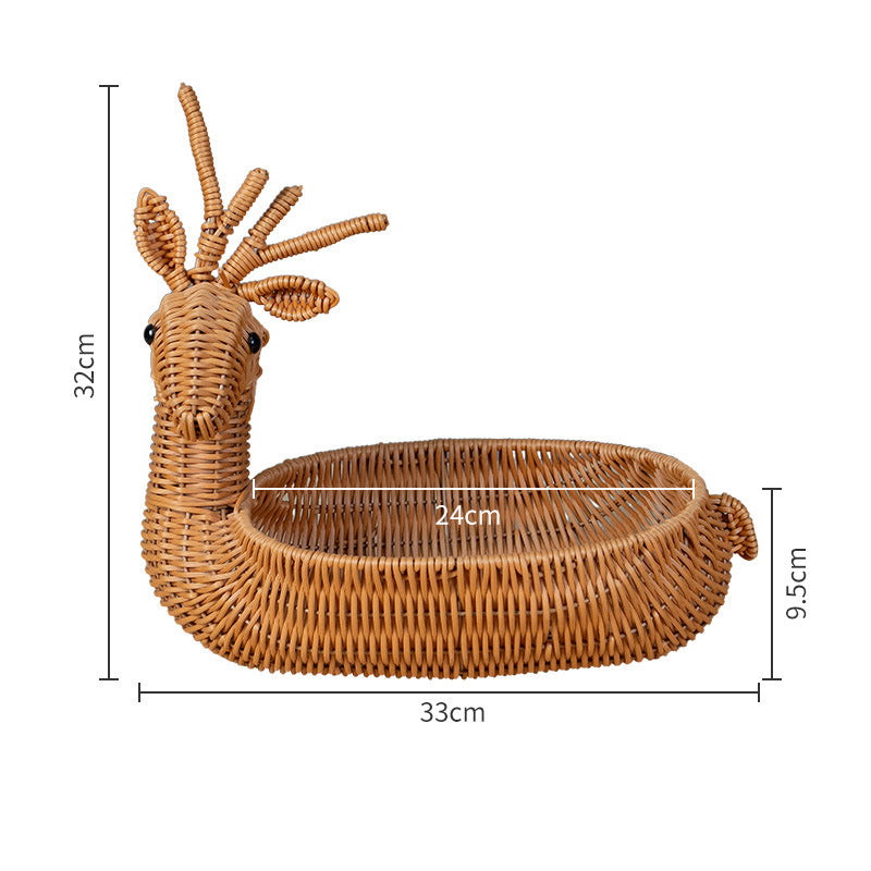 Decorative Animal-Shaped Woven Basket Bowlift