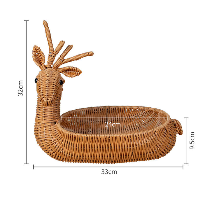 Decorative Animal-Shaped Woven Basket Bowlift