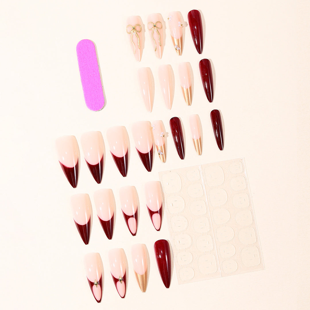 Artistic Stiletto Nail Art Kit with Gold Accents Bowlift