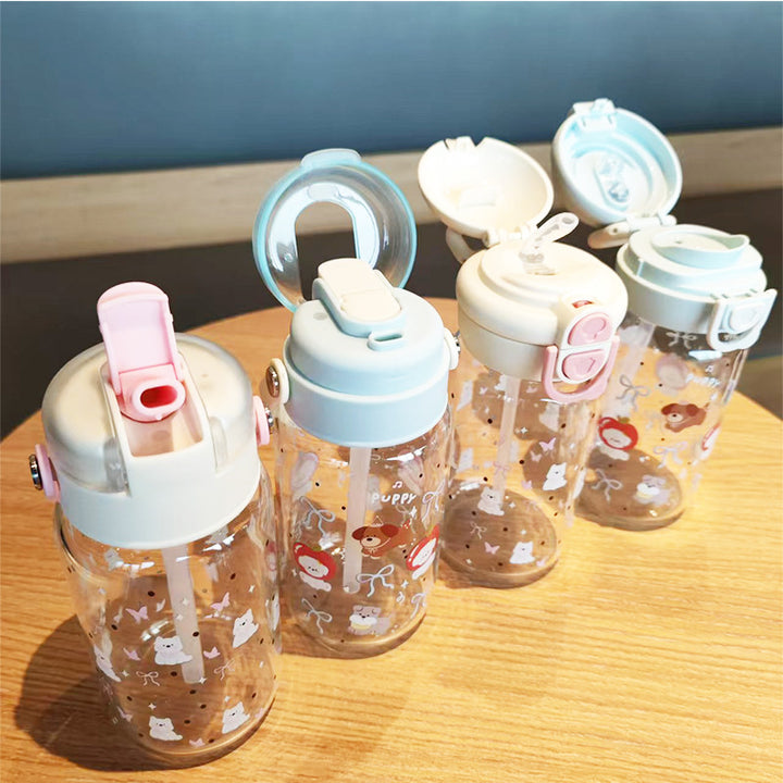 Ladies creative water bottle with integrated silicone carrying loop Bowlift