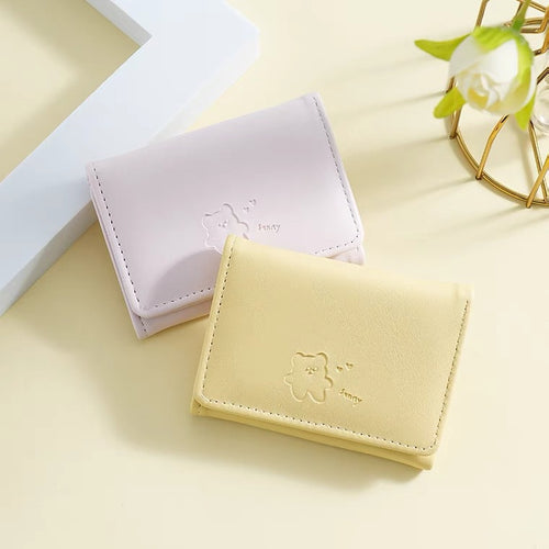 Cute Leather Tri-Fold Wallet Bowlift
