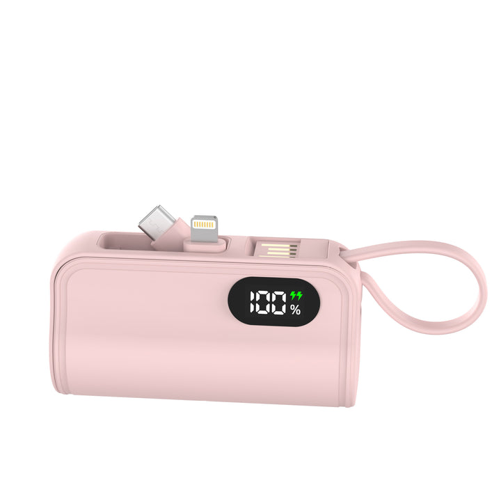 Compact power bank with integrated charging cable Bowlift