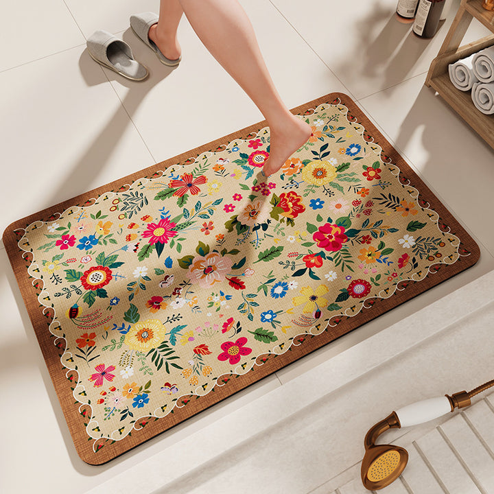 Floral Patterned Bath Comfort Mat Bowlift