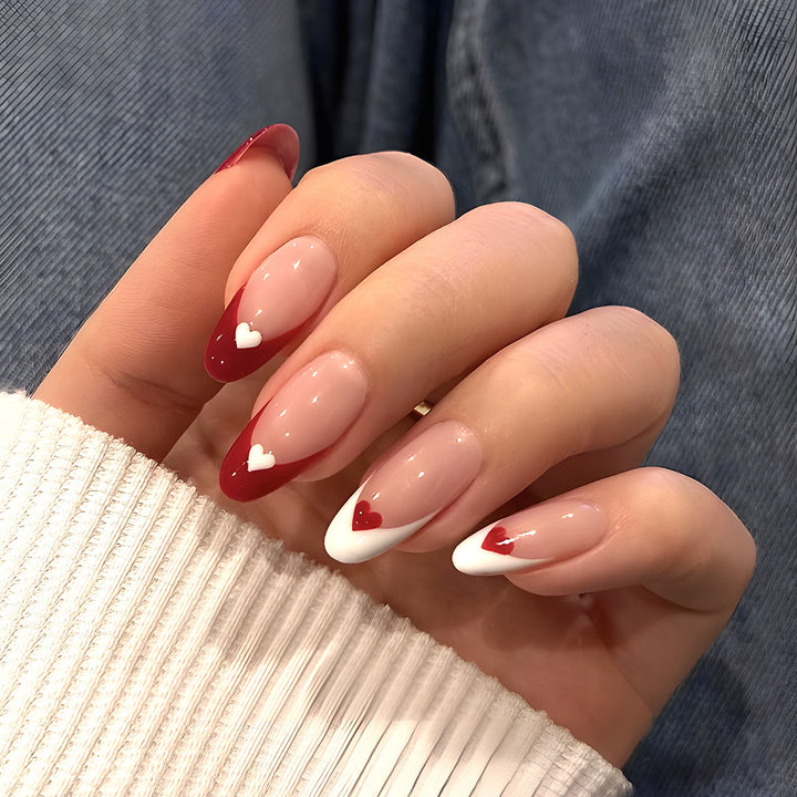 Heart-Accent Stiletto Press-On Nails Bowlift