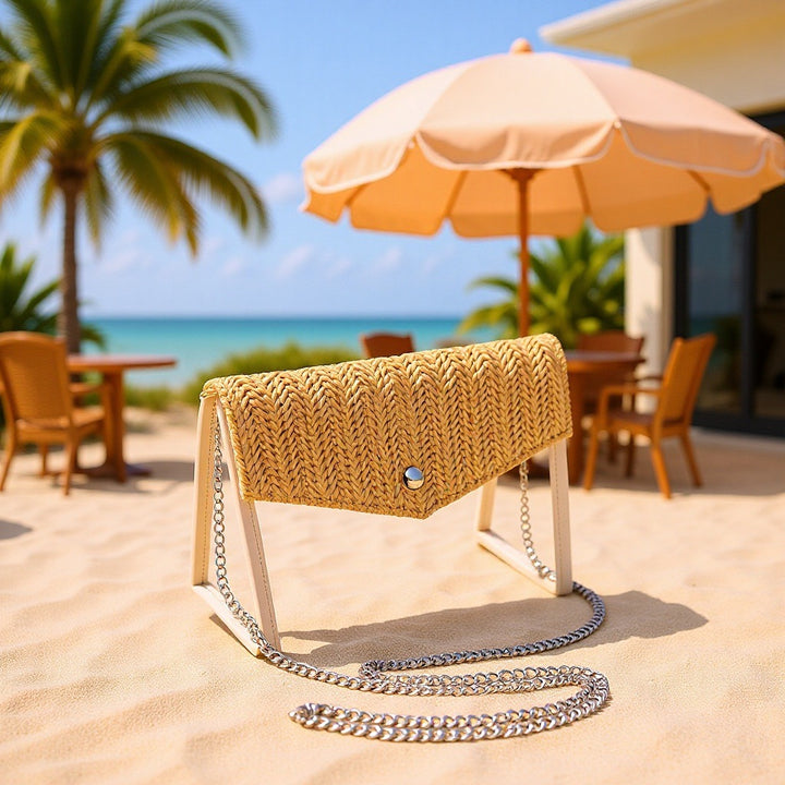 Elegant and Stylish Shoulder Bag Made of Spacious Transparent Material with Woven Lid Bowlift