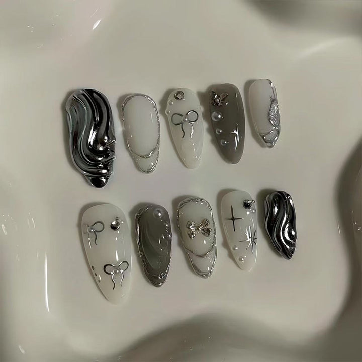 Artistic Marble Effect Nail Tips Bowlift