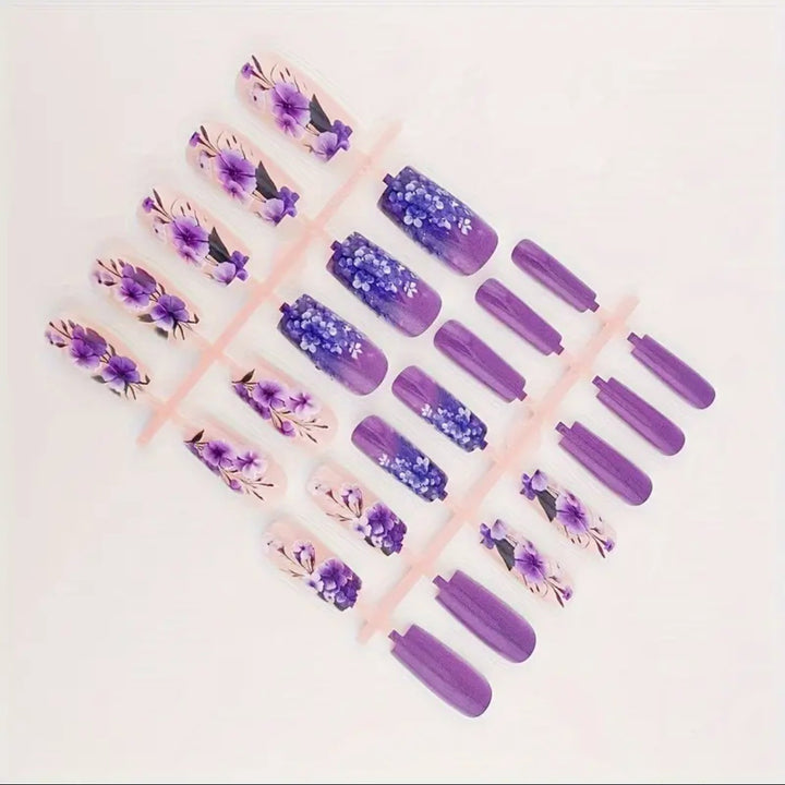 Artificial Nail Set with Floral 3D Designs Bowlift