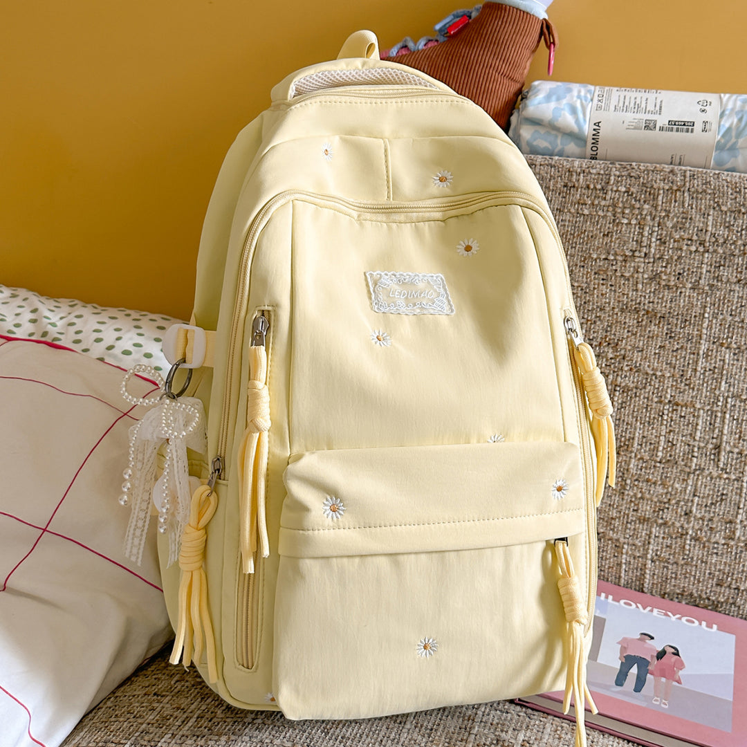 Fashionable Floral-Embellished Backpack