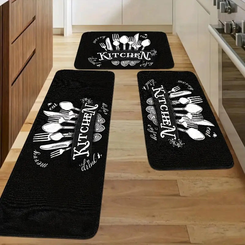 Anti-Fatigue Memory Foam Kitchen Runner and Square Mat Set with Non-Slip Backing Bowlift
