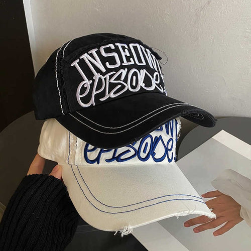 Women's Distressed Artistic Embroidered Cap Bowlift