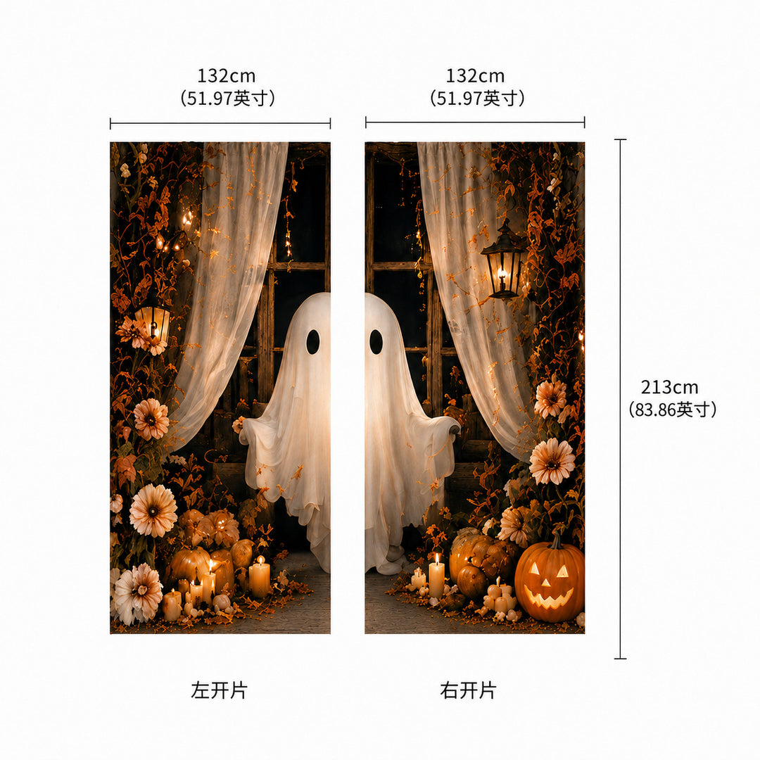 Ghost-Themed Halloween Window Drapes