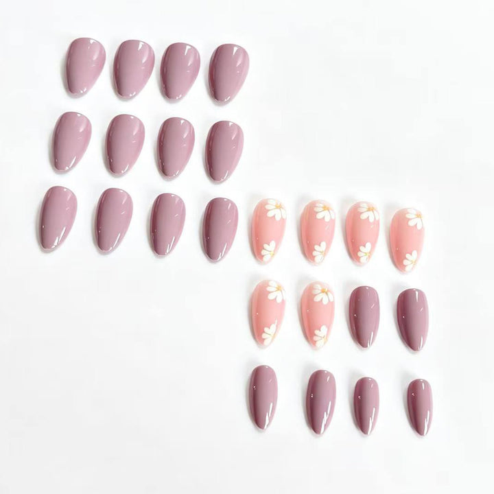 Elegant Floral Press-On Nail Tips Bowlift