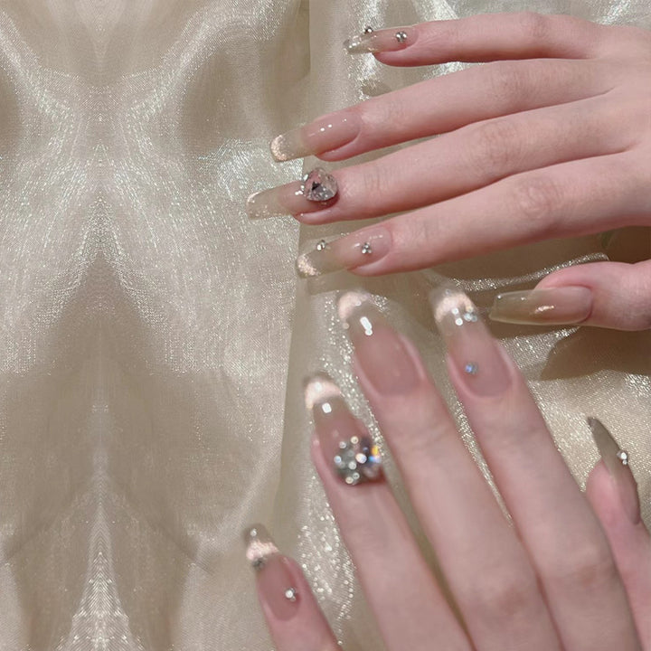 Premium Crystal-Embellished Press-On Nail Set Bowlift
