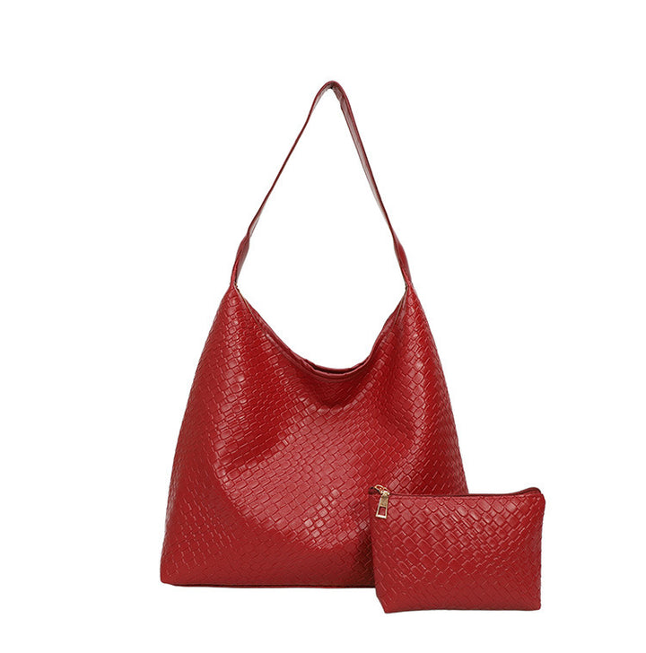 Sleek Textured Leather Hobo Handbag Bowlift