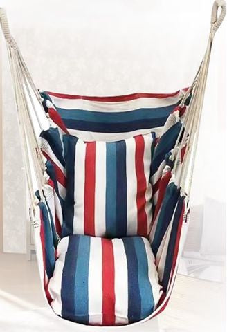 Hanging hammock chair with reinforced cotton canvas and integrated arm pockets Bowlift