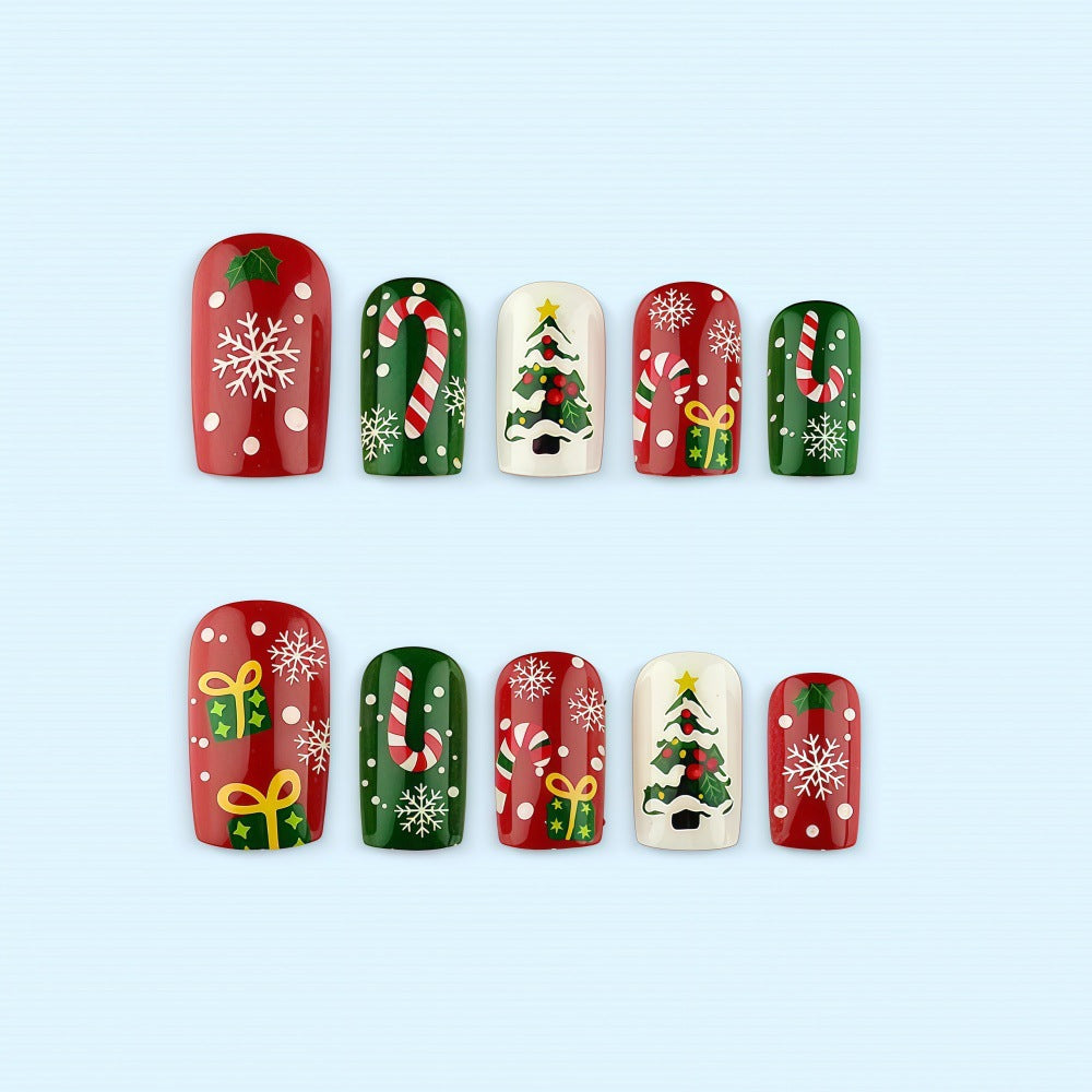 Christmas art nails in festive design Bowlift