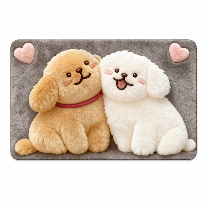 Cute Cartoon Pet-Themed Plush Bath Mat Bowlift