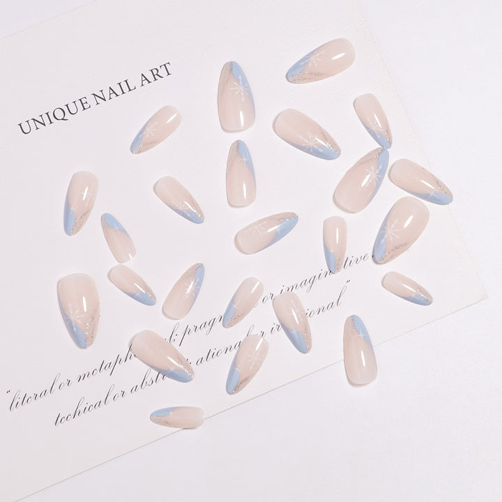 Artistic Press-On Nail Design with Elegant Floral Accents Bowlift