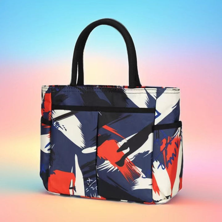 Multi-Pocket Candy Print Tote Bag Bowlift