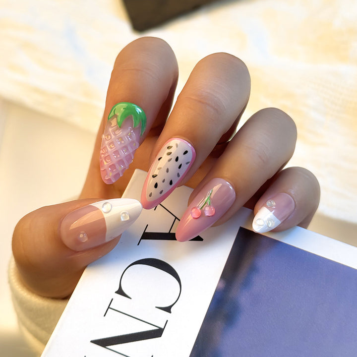 Artistic Fruit-Themed Press-On Nail Set Bowlift
