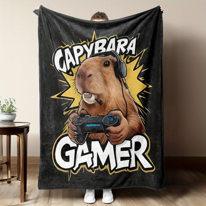 Soft Cartoon Dachshund-Themed Fleece Blanket